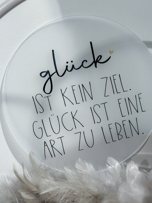 Scheibe "Glück ist kein Ziel"