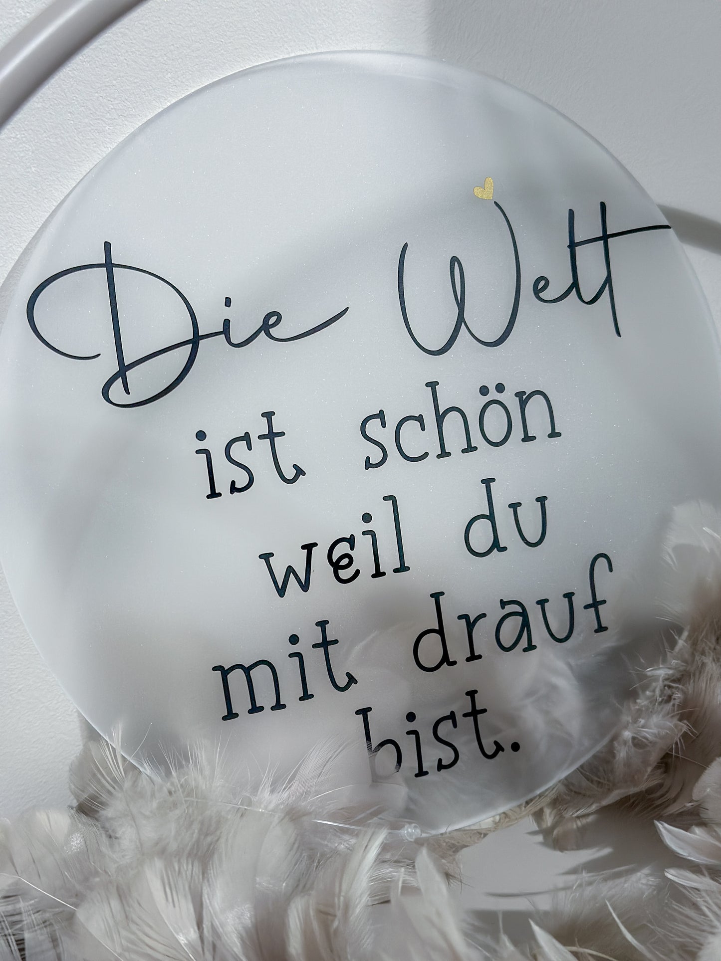 Scheibe "Die Welt ist schön weil du mit drauf bist"